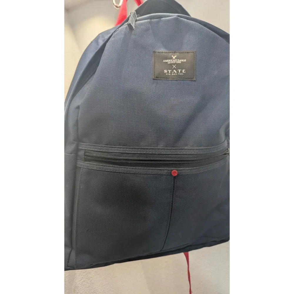 American Eagle Outfitters Backpack Navy Blue Red School Hiking Dayback  College